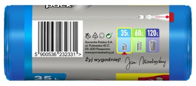 Jan Niezbędny Easy Pack związywane niebieskie worki na śmieci 35l 30 szt.