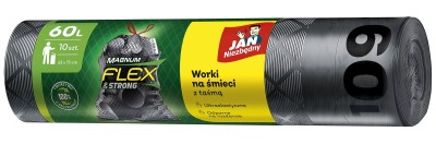 Jan Niezbędny Magnum Flex & Strong worki czarne z taśmą 60l 10 sztuk