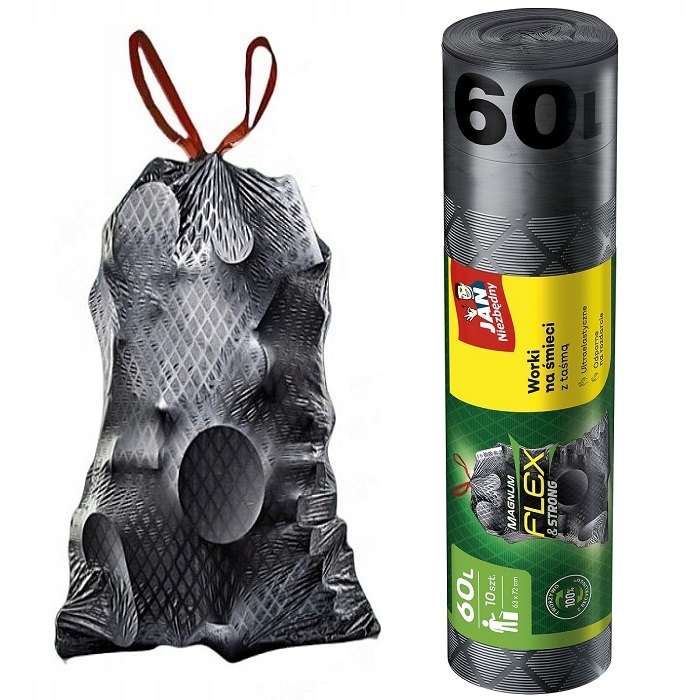 Jan Niezbędny Magnum Flex & Strong worki czarne z taśmą 60l 10 sztuk
