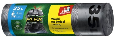 Jan Niezbędny Magnum Flex & Strong worki czarne z taśmą 35l 15 szt.