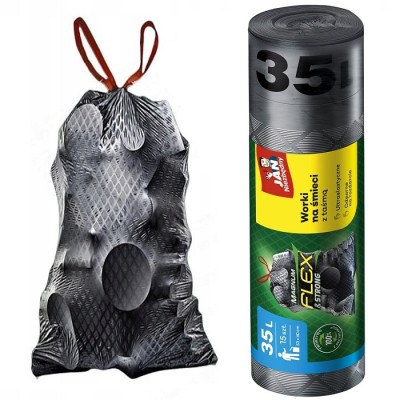 Jan Niezbędny Magnum Flex & Strong worki czarne z taśmą 35l 15 szt.
