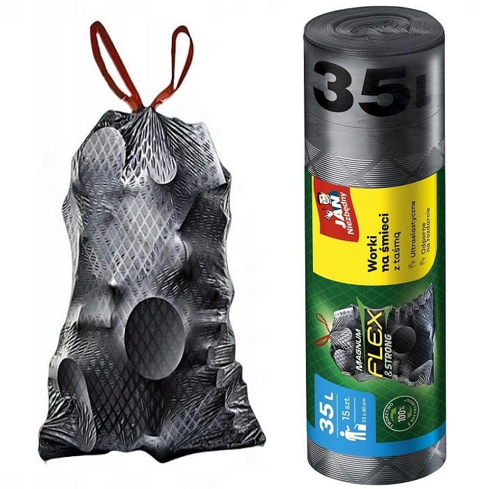Jan Niezbędny Magnum Flex & Strong worki czarne z taśmą 35l 15 szt.