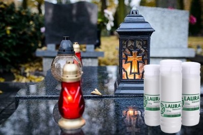 Bispol Laura L4 wkłady do zniczy zalewane około 68h palenia tacka 24 sztuki