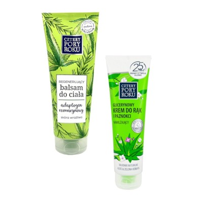 Cztery Pory Roku Kosmetyki z Natury zestaw upominkowy balsam do ciała 250ml + krem do rąk 130ml