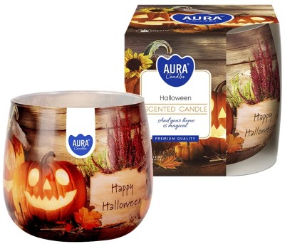 Bispol Aura sn71s-466 HALLOWEEN świeca zapachowa w szkle z wzorem - 20h