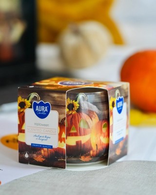 Bispol Aura sn71s-466 HALLOWEEN świeca zapachowa w szkle z wzorem - 20h