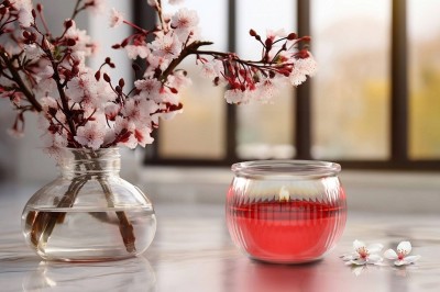 Bispol Aura sn69-428 PŁATKI KWIATÓW świeca zapachowa w karbowanym szkle - 18h