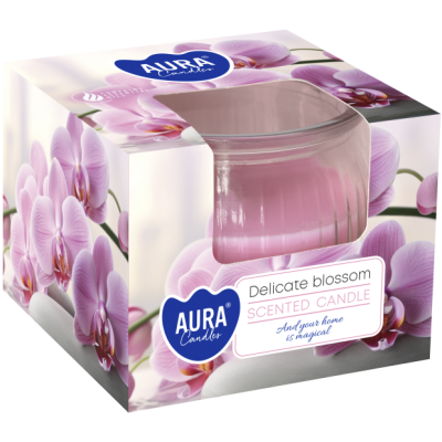 Bispol Aura sn69-421 DELIKATNE KWIATY świeca zapachowa w karbowanym szkle - 18h