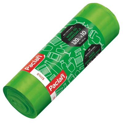 Paclan zielone worki na śmieci do segregacji szkła 120L 10 szt.