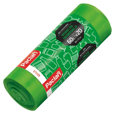 Paclan zielone worki na śmieci do segregacji szkła 60L 20 szt.