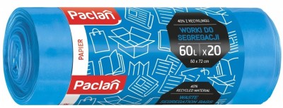 Paclan niebieskie worki na śmieci do segregacji papieru 60L 20 szt.