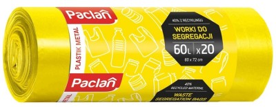 Paclan żółte worki na śmieci do segregacji plastiku 60L 20 szt.