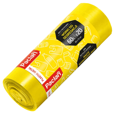 Paclan żółte worki na śmieci do segregacji plastiku 60L 20 szt.