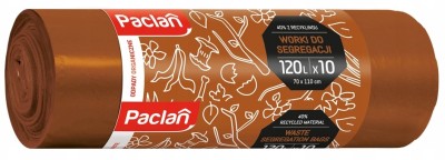 Paclan brązowe worki na śmieci do segregacji bio odpady 120L 10 szt.