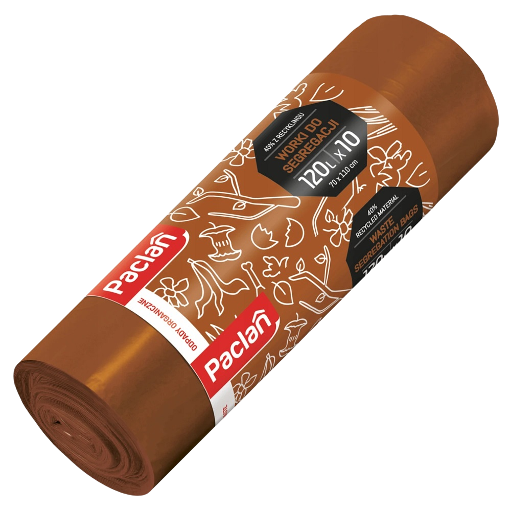 Paclan brązowe worki na śmieci do segregacji bio odpady 120L 10 szt.