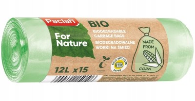 Paclan For Nature biodegradowalne zielone worki bio 12L 15 sztuk