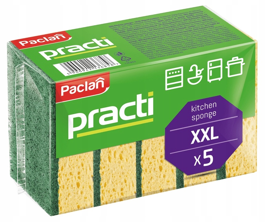 Paclan Practi gąbka zmywakowa do naczyń 5 sztuk