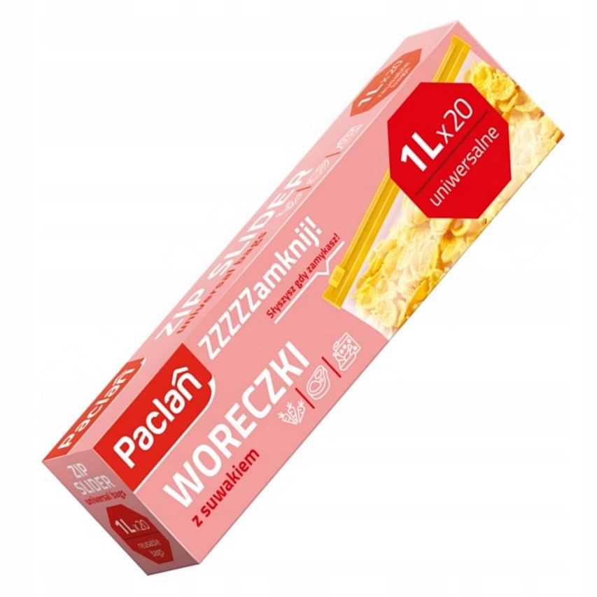 Paclan uniwersalne woreczki z suwakiem 1l 20 sztuk