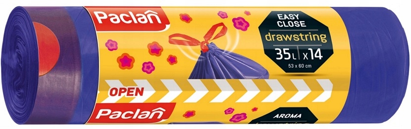Paclan zapachowe fioletowe worki z taśmą 35L 14 sztuk