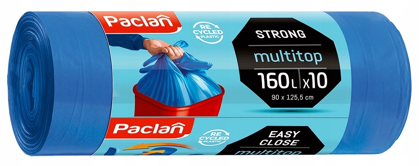 Paclan Multitop worki niebieskie z uszami 160l 10 sztuk
