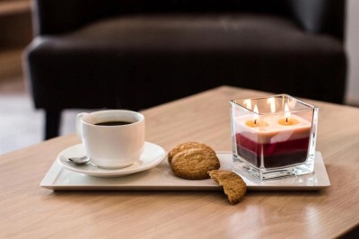 Bispol Aura snk80-359 SERNIK JAGODOWY trójkolorowa świeca zapachowa w szkle - 32H