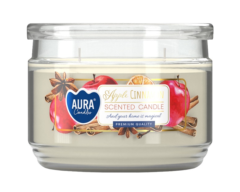 Bispol Jabłko-Cynamon świeca zapachowa w niskim słoju snp106-87 Aura 1 sztuka
