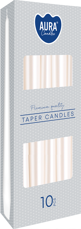 Bispol Aura s30-190 BIAŁA PERŁA świeca stołowa stożek - 10 sztuk