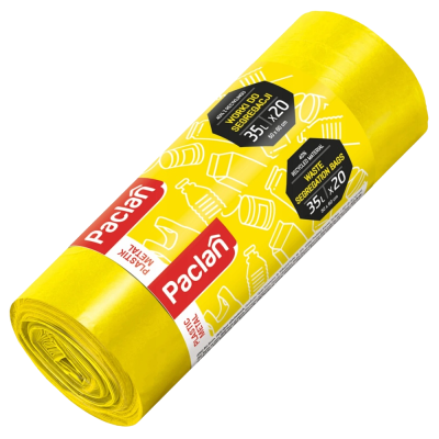 Paclan żółte worki do segregacji odpadów plastikowych 35l 20 sztuk