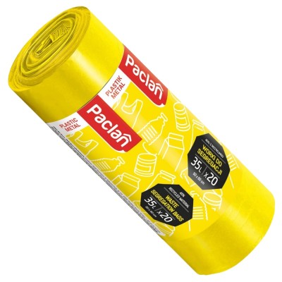 Paclan żółte worki do segregacji odpadów plastikowych 35l 20 sztuk