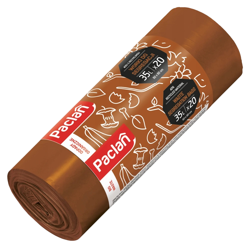 Paclan brązowe worki do segregacji odpadów BIO 35l 20 szt.