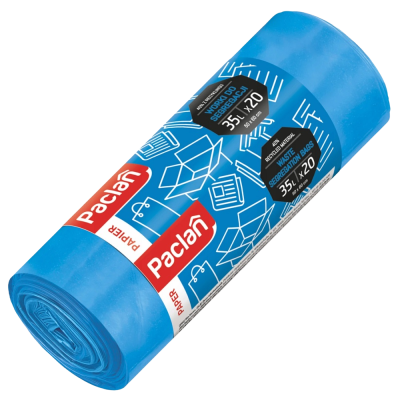 Paclan niebieskie worki do segregacji odpadów papier 35l 20 sztuk.