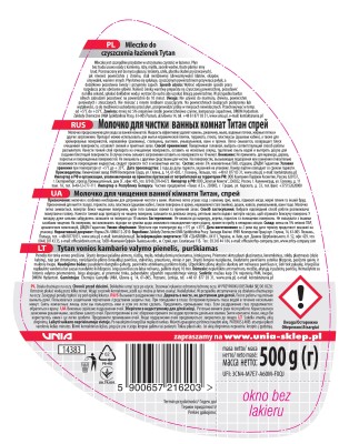 Tytan do czyszczenia łazienek mleczko w sprayu 500g