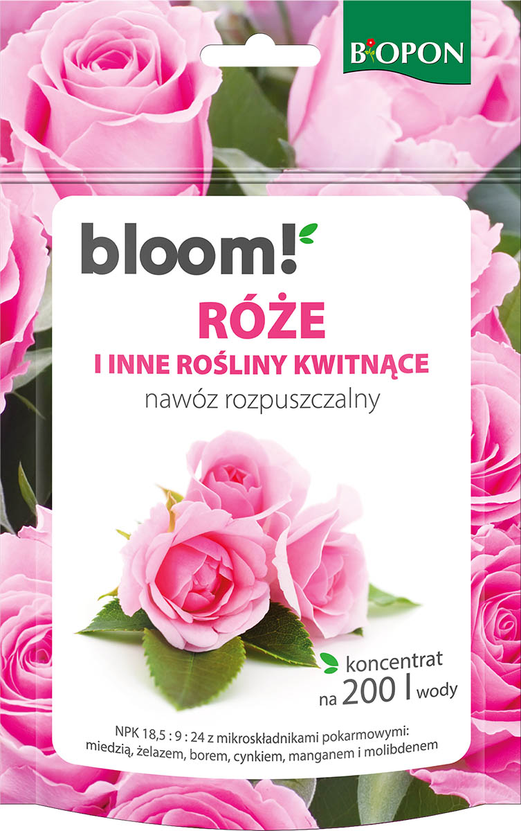Biopon bloom! rozpuszczalny nawóz koncentrat do róż i innych roślin kwitnących 200g