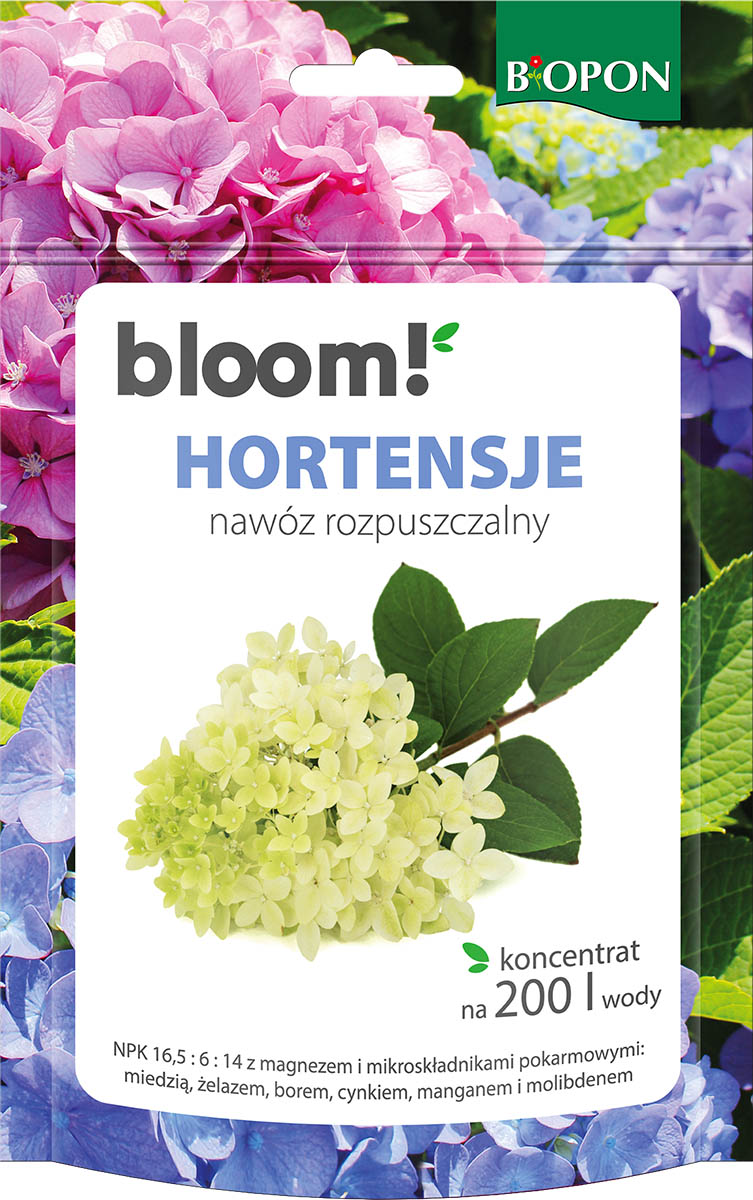 Biopon bloom! rozpuszczalny nawóz koncentrat do hortensji 200g