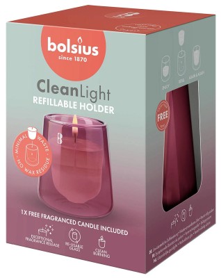 Bolsius Cleanlight Drzewo sandałowe i Wetiweria świecznik z zapachową wkładką