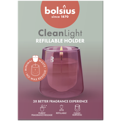 Bolsius Cleanlight Drzewo sandałowe i Wetiweria świecznik z zapachową wkładką