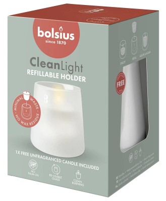 Bolsius Cleanlight Biały świecznik z bezzapachową wkładką