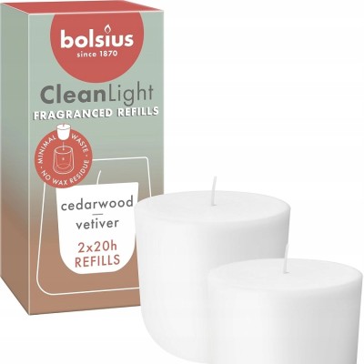 Bolsius Cleanlight Drzewo Cedrowe i Wetiwera wkład zapachowy do świecznika  2 sztuki