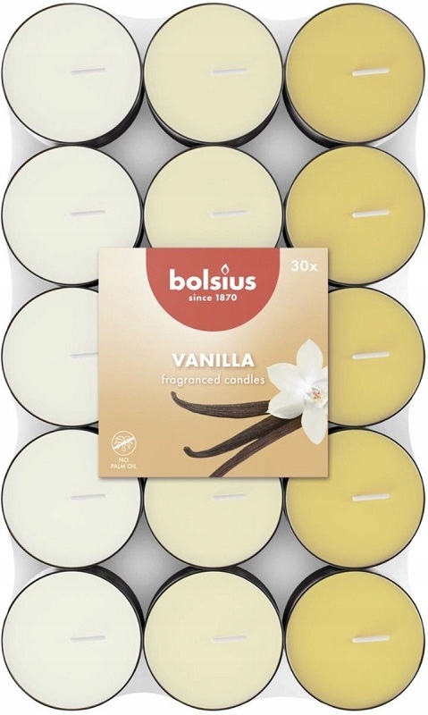 Bolsius Multi Coloured Wanilia podgrzewacze zapachowe 3,5 godzinne - 30 sztuk