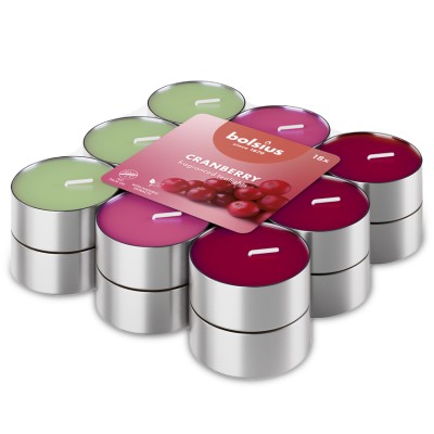 Bolsius Multi Coloured Żurawina podgrzewacze zapachowe 3,5 godzinne - 18 sztuk