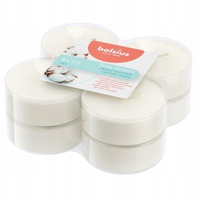 Bolsius True Scents Świeża Bawełna Świece zapachowe MAXI lights 8 sztuk