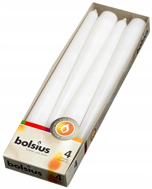 Bolsius Biała świeca stołowa szpica 245/24mm - 4 sztuki