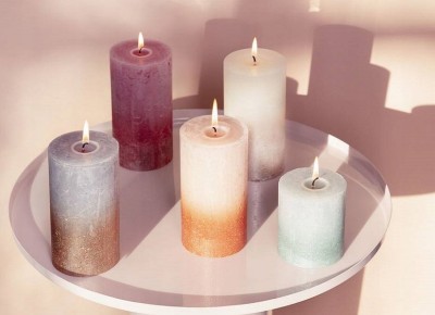 Bolsius Rustic Sunset Pudrowy róż + Czerwień świeca dekoracyjna 130/68