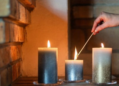 Bolsius Rustic Sunset Pudrowy róż + Czerwień świeca dekoracyjna 130/68