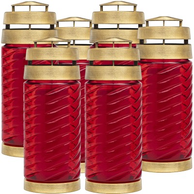 Bolsius TĘSKNOTA czerwony lampion znicz 6 sztuk