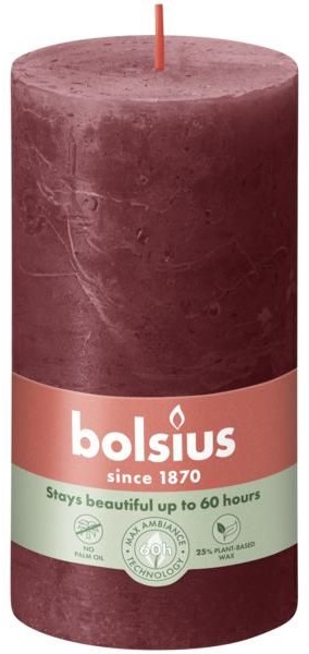 Bolsius Rustic Shine Aksamitna Czerwień świeca dekoracyjna 130/68