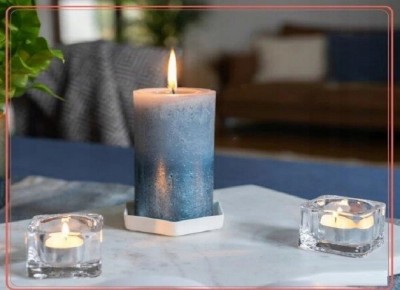 Bolsius Rustic Shimmer Niebieska świeca dekoracyjna 130/68 mm