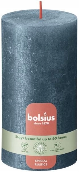 Bolsius Rustic Shimmer Niebieska świeca dekoracyjna 130/68 mm