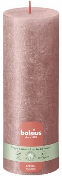 Bolsius Rustic Shimmer Różowa świeca dekoracyjna 190/68 mm