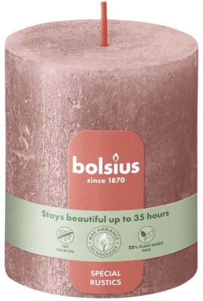 Bolsius Rustic Shimmer Różowa świeca dekoracyjna 80/68 mm